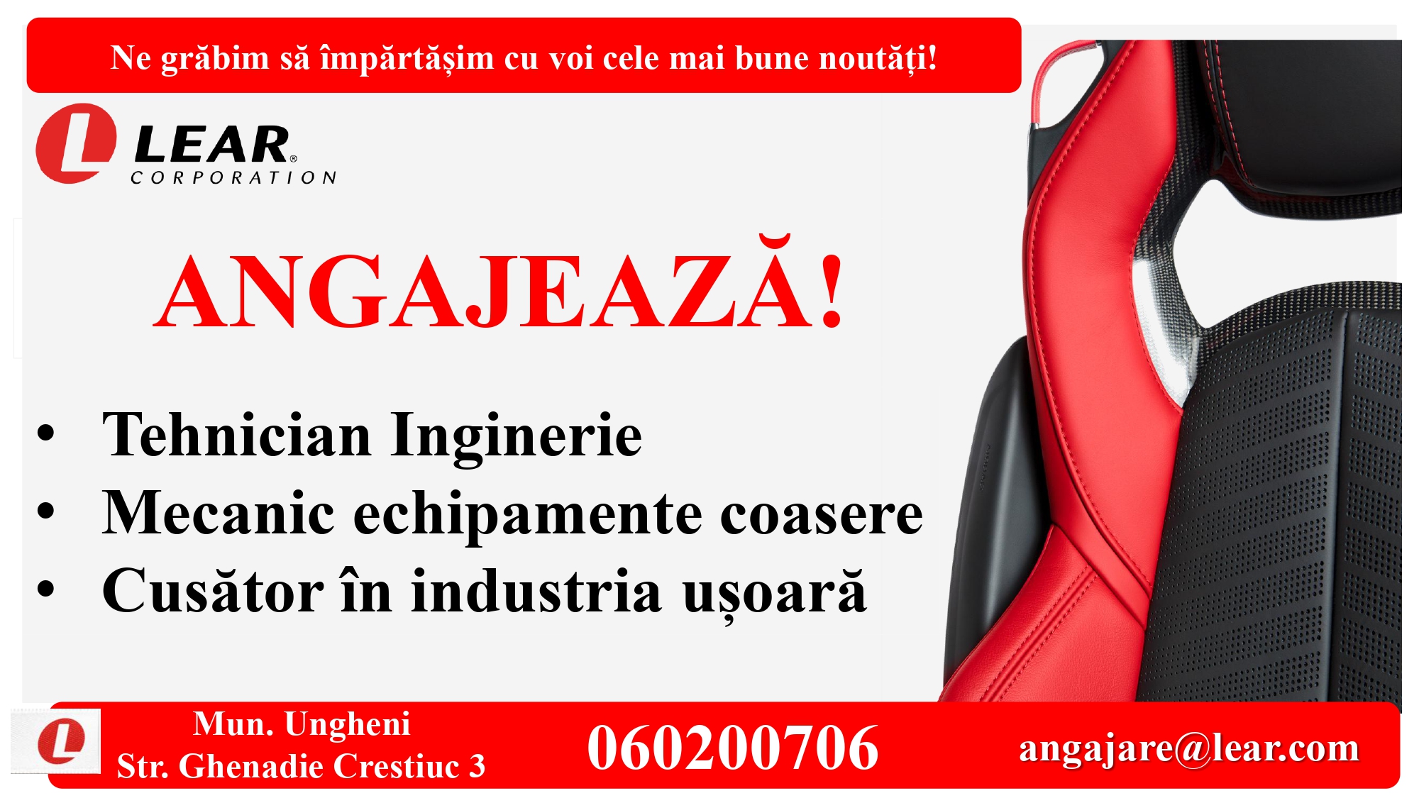 Compania Lear Corporation angajiază!